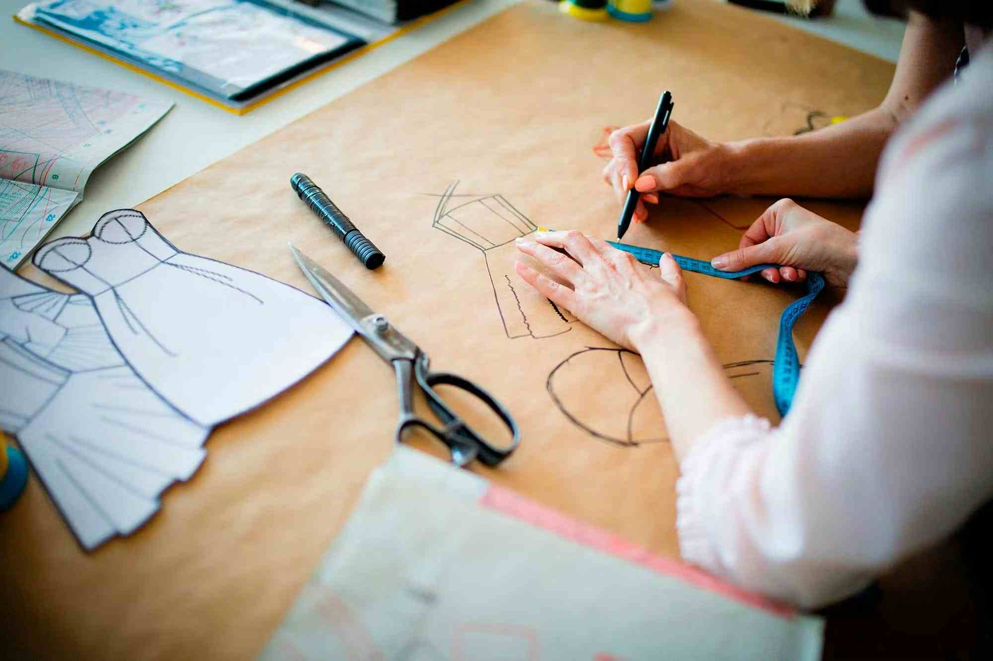 Student working on fashion design project