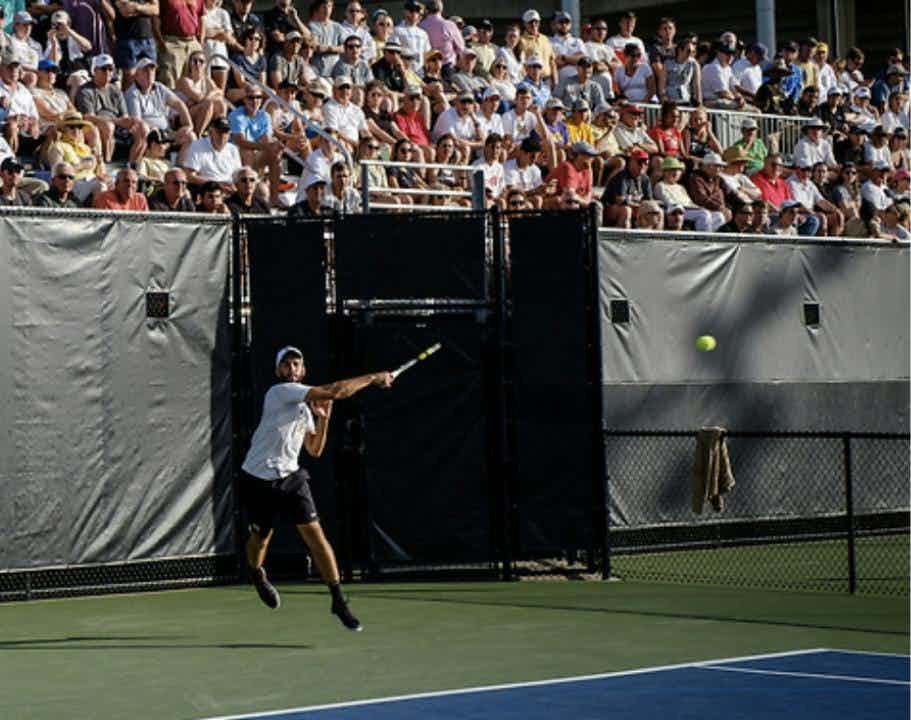 Professional tennis player during a match