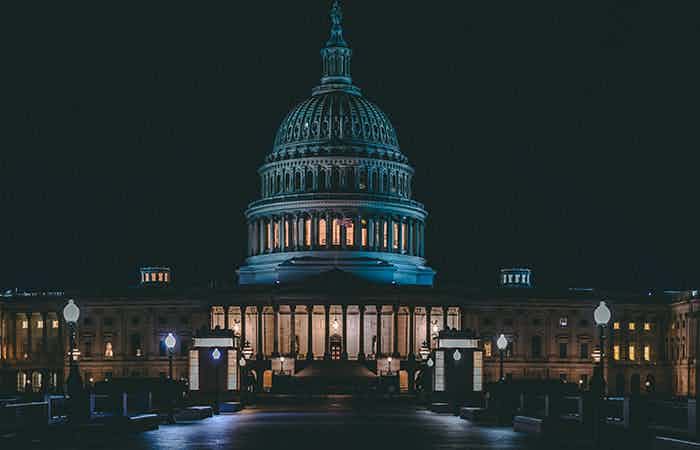 United States Capitol building at night